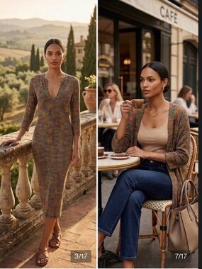 Missoni Zigzag Knit Dress & Cardigan Set 42/44 Multicolor